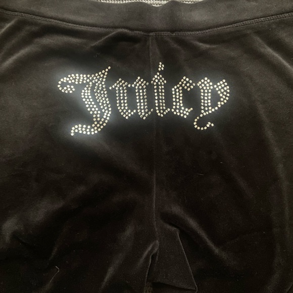 Juicy Couture Pants Womens XL Black Velour Rhinestone Juicy Logo Lounge - Picture 5 of 5